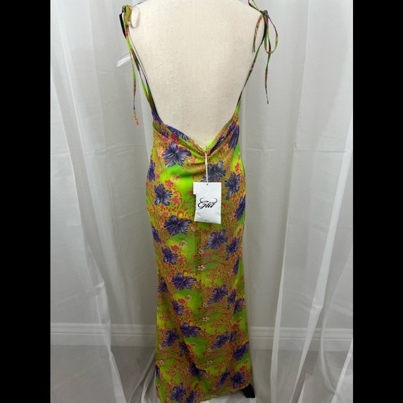 NEW I.AM.GIA Naphtalia Hibiscus Floral Print Maxi Dress w Slit and Seashell Belt - Picture 15 of 16